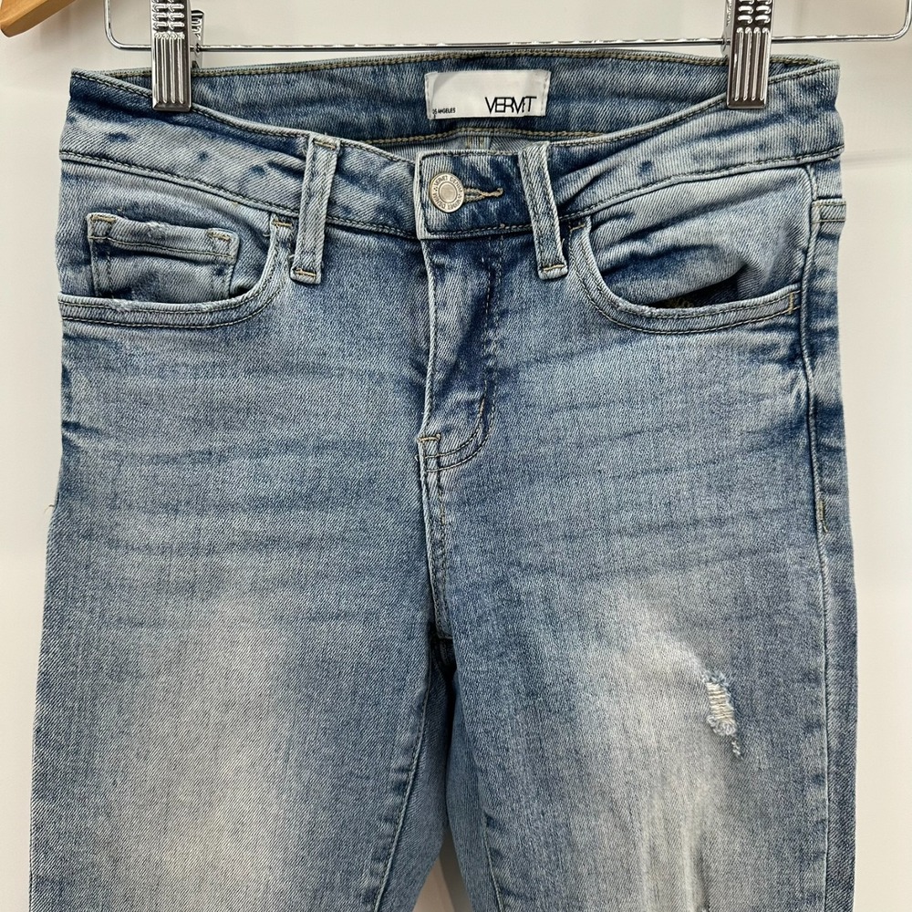 Vervet Los Angeles Jeans Womens 25 Blue Faded Denim Skinny Distressed Stretch